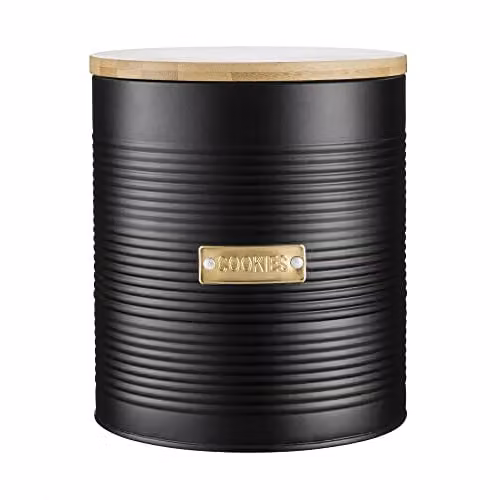 Rayware Typhoon Otto Airtight Cookie Storage with Bamboo Lid, Black, 3 l