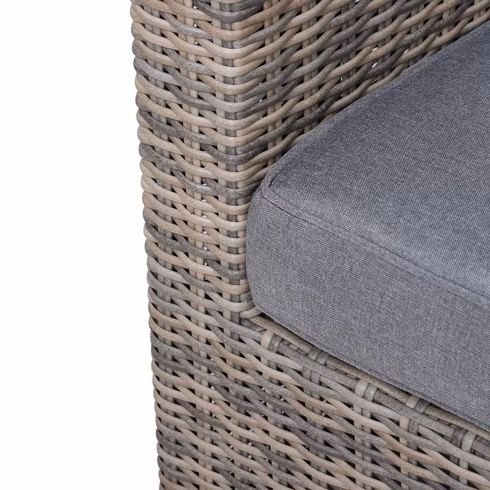 ERGOVEXA 5 Piece Brown Rattan Garden Furniture Set with Upholstered Cushions and Powder Coated Aluminium Frame – 4