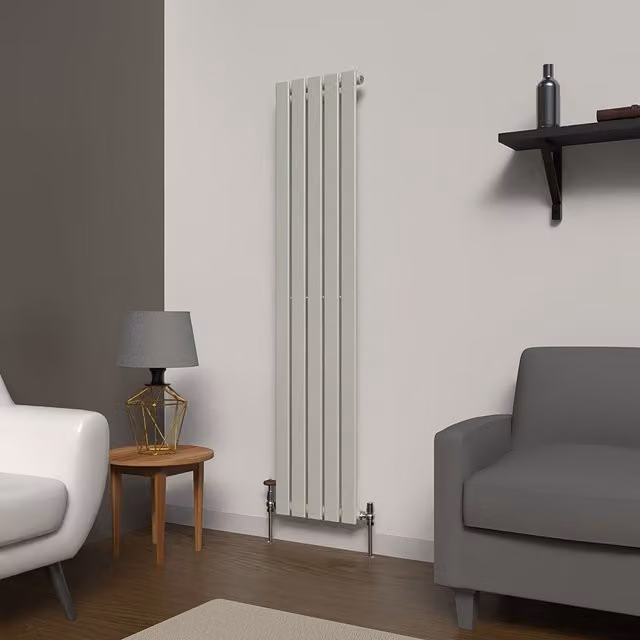 Lux Heat Flat Coloured Vertical Radiator in Dove Grey, H: 160 cm, W: 35 cm