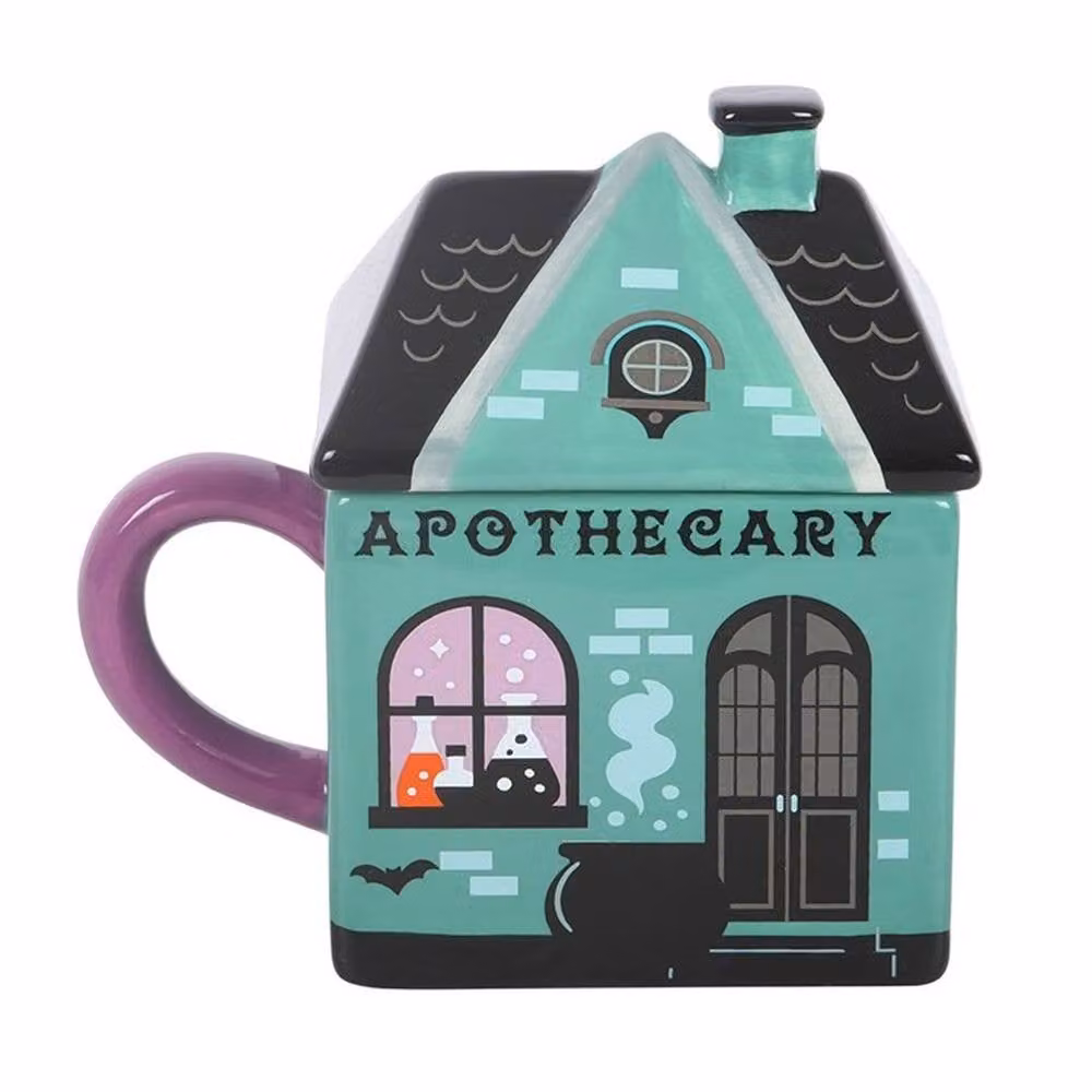 Uniqueful Apothecary Shop Ceramic Lidded Mug in Multicolour, 400 ml – 3