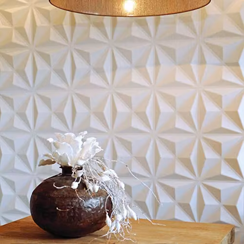 WALPLUS Cullinans 3D Geometric Wall Panel, White – 1