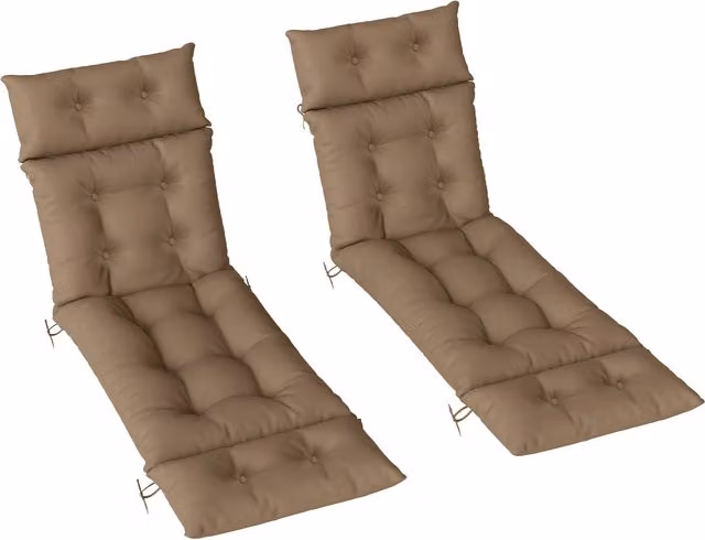 Outsunny Set of 2 Sun Lounger Replacement Cushions in Beige, W/D/H: 190 x 56 x 10 cm – 1