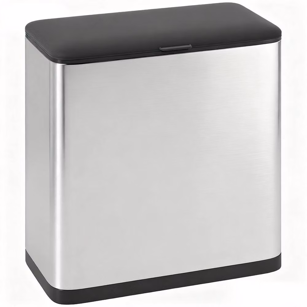 HOMCOM 8L Hanging Kitchen Bin in Silver Stainless Steel with Touch Lid and Removable Inner Bucket – 7