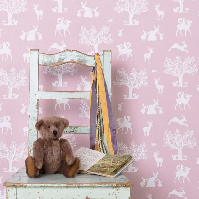 Hibou Design Enchanted Wood Floral Botanical Wallpaper in Pink