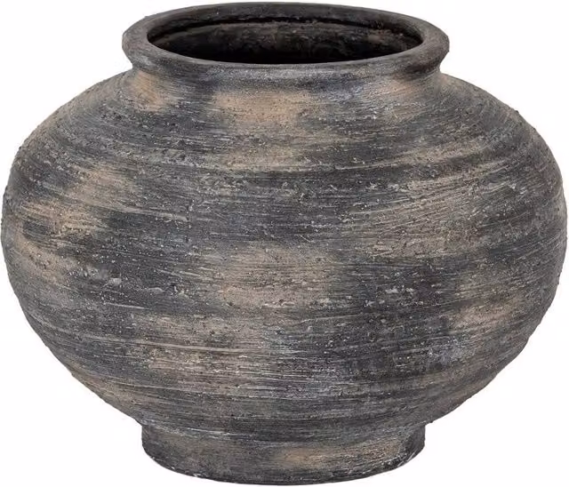 Lemon Pavilion Furniture and Decor Marra Squat Ceramic Vase, Black, W: 36 cm, D: 36 cm, H: 27 cm