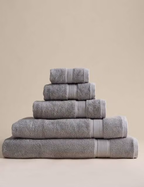 M&S Super Soft Pure Cotton Marble Grey Towel