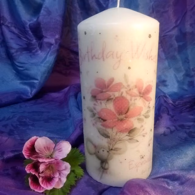 Viki Birthday Wishes Candle in White