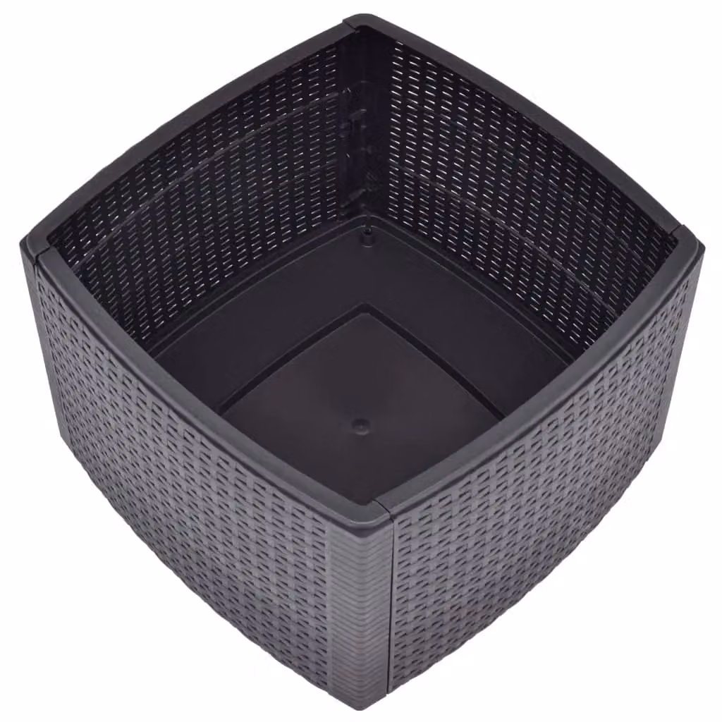 Berkfield Home Mocha Side Table in Grey Plastic and Rattan, W/D/H: 54 x 54 x 36.5 cm – 3