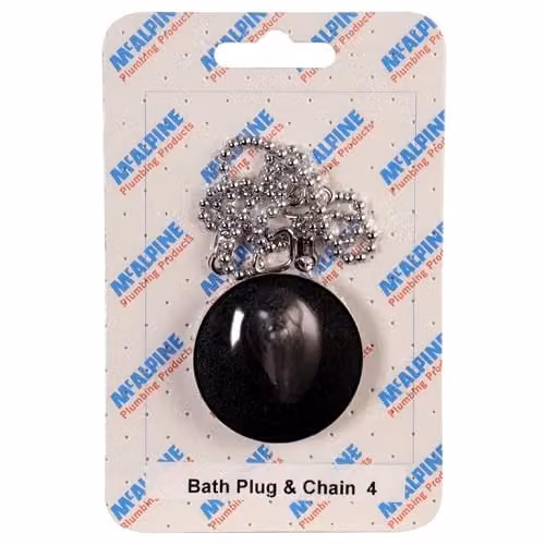 McAlpine CARD-4 Black Bath Plug and Chain BP4 + CH4-18