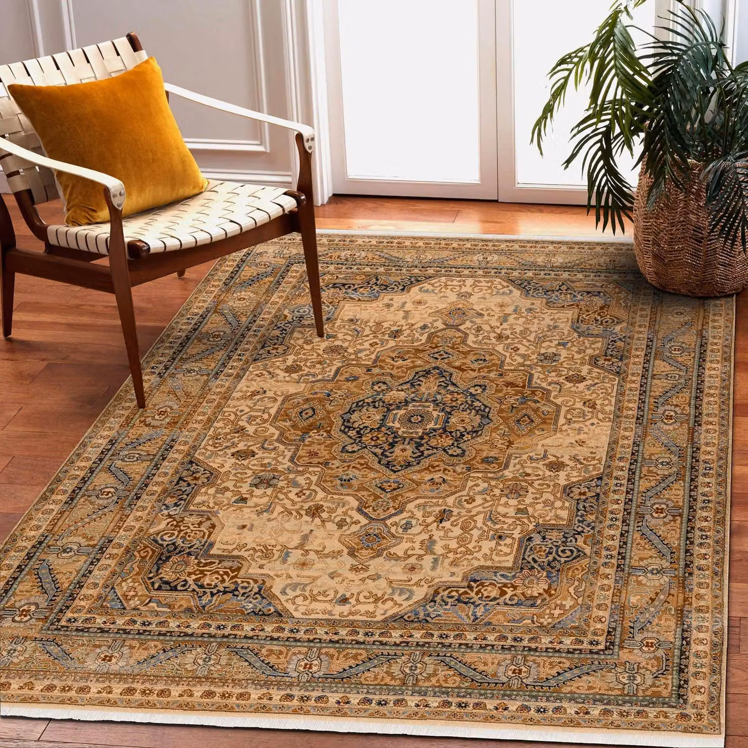 RugsX Wool Keshan Oriental Rug in Beige, W: 80 cm, L: 145 cm – 2