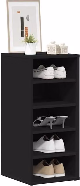 Berkfield Home Set of 2 Black Wall Mounted Modern Shoe Cabinets, W/D/H: 31.5 x 35 x 70 cm
