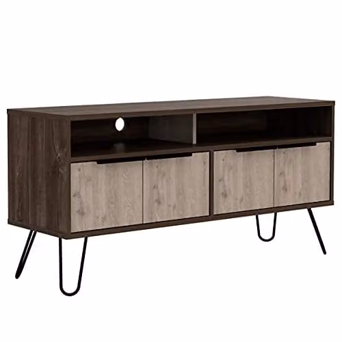Core Nevada Industrial Widescreen TV Cabinet in Smoked Oak and Grey with 4 Doors and Metal Hairpin Legs W/D/H: 123.5 x 38.6 x 60.6 cm – 2