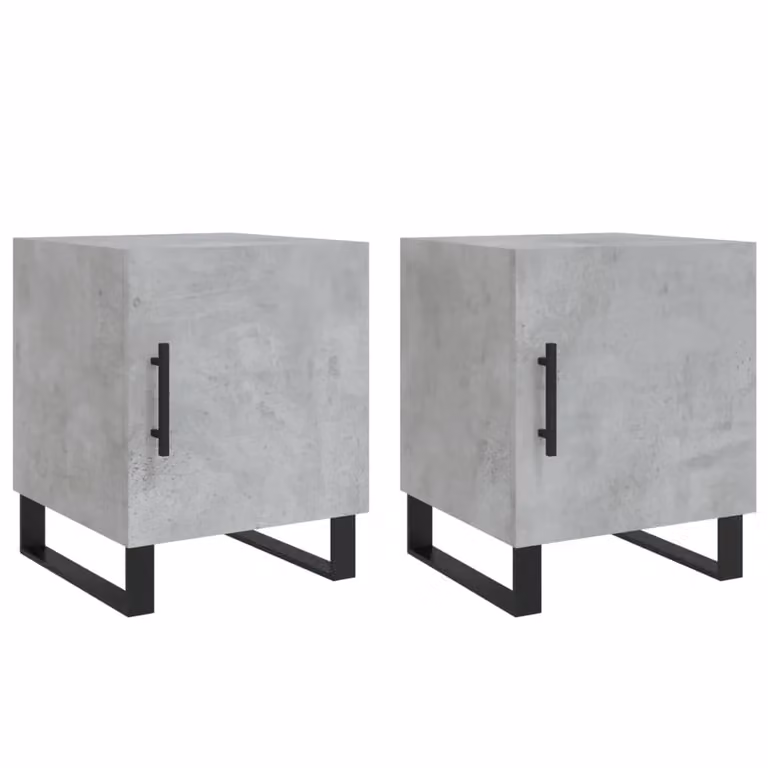 Berkfield Home Set of 2 Modern Bedside Cabinets in Concrete Grey, W/D/H: 40 x 40 x 50 cm