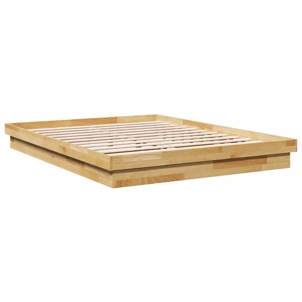 Berkfield Home King Size Solid Wood Oak Bed Frame in Brown, W/D/H: 150 x 200 cm – 2