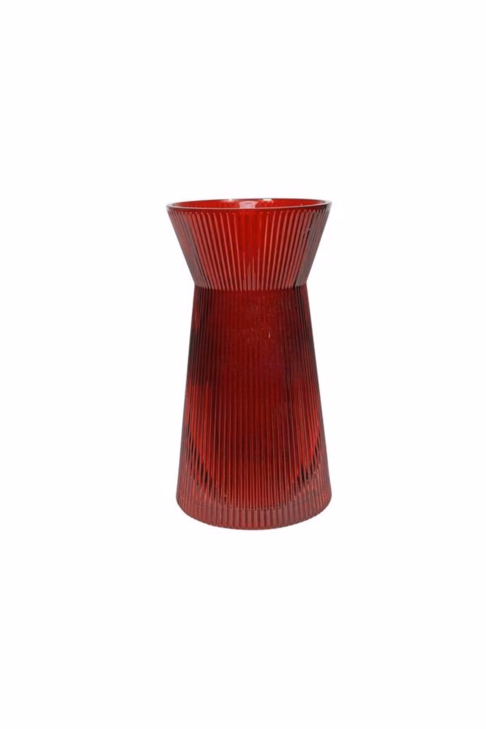KDMD Red Tall Ribbed Sweetheart Glass Vase, Height: 26 cm – 2