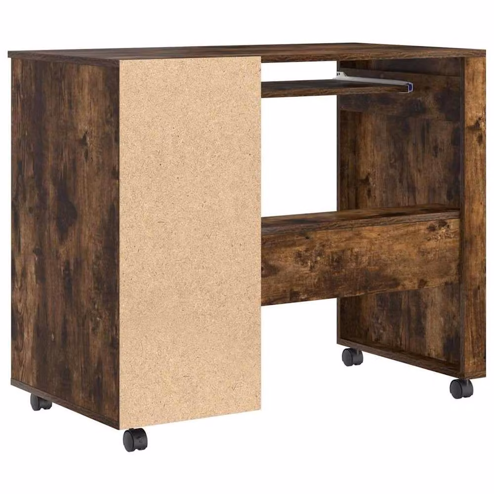 Berkfield Home Brown Smoked Oak Computer Desk with Single Pedestal Drawers – 7