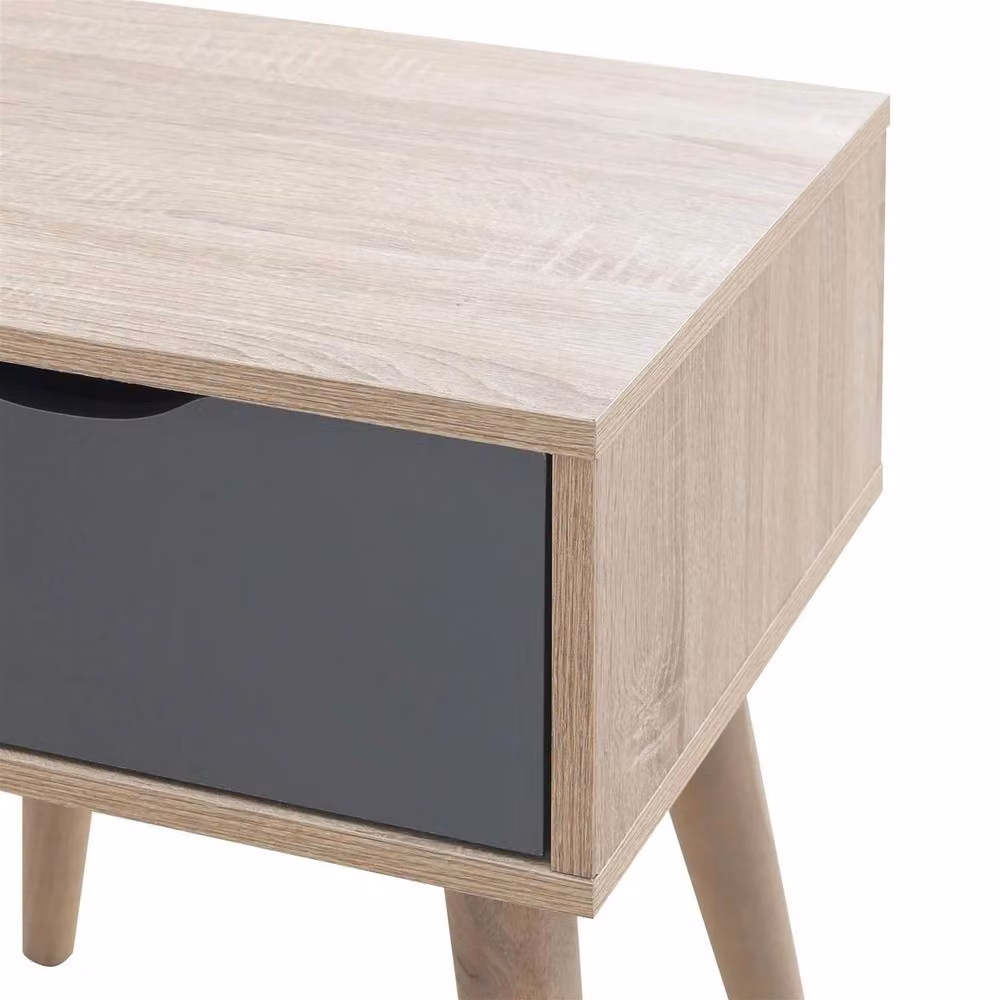ERGOVEXA Grey Oak Bedside Cabinet with 1 Drawer Lamp Table – 3