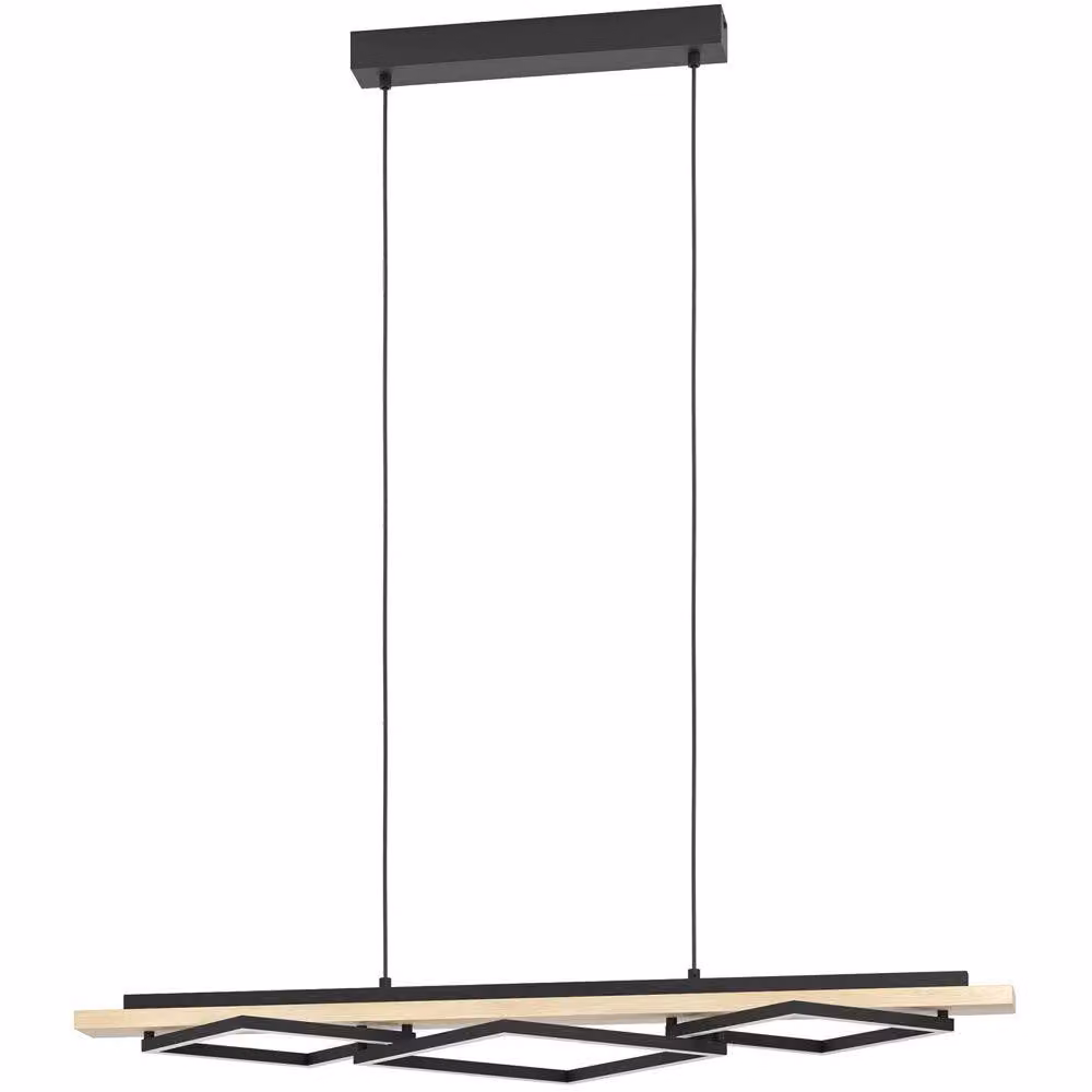 Loops Modern Black and Brown LED Pendant Ceiling Light with Wood and Metal Finish – 2
