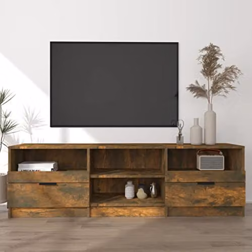 vidaXL Modern TV Cabinet in Brown Smoked Oak, W/D/H: 150 x 33.5 x 45 cm – 2