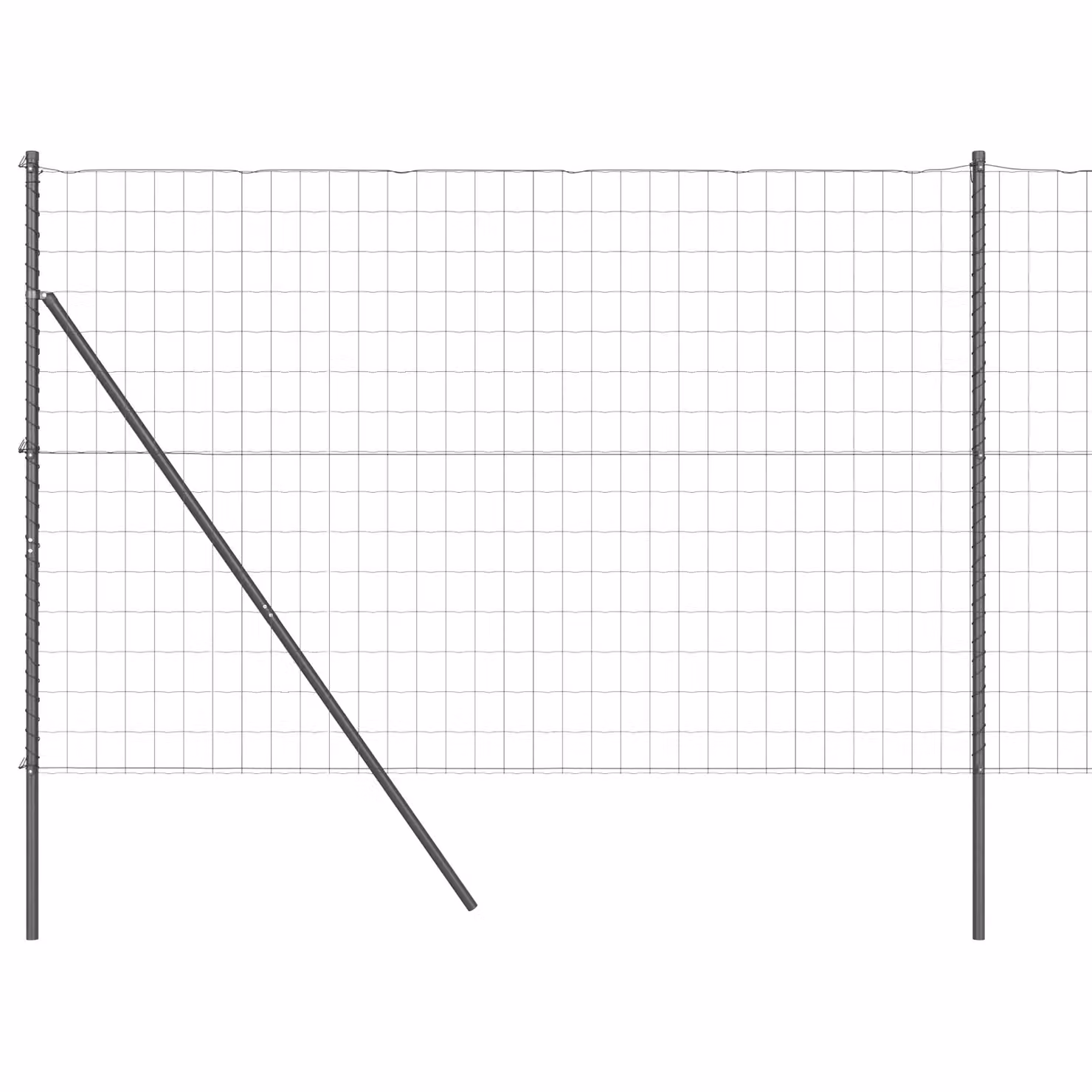 Berkfield Home Euro Fence with 7 Round Posts, Grey Powder-Coated Galvanised Steel, W: 10 m, H: 1.5 m – 2