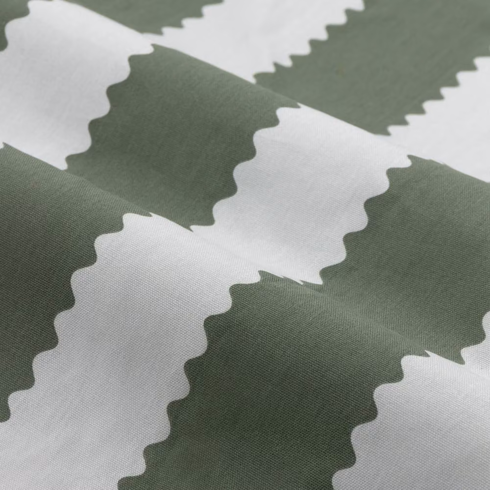 Wylder Birdie Stripe Fully Lined Ruffle Pencil Pleat Curtain Pair in Green, Width: 168 cm, Drop: 137 cm – 4