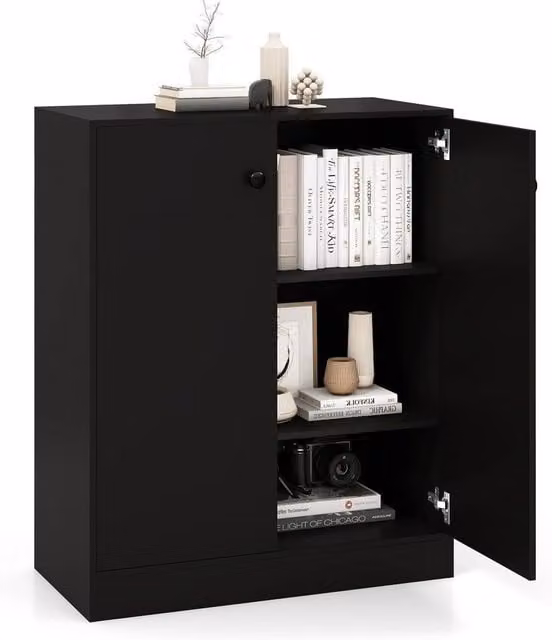 Costway Modern 2-Door Buffet Storage Cabinet with 3 Shelves in Black Matt – 1