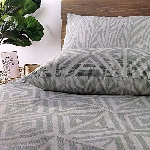 Make it a Home Reversible Graphic Ethnic Animal Duvet Cover and Pillowcase Set, Green, W: 200 cm x D: 200 cm – 4