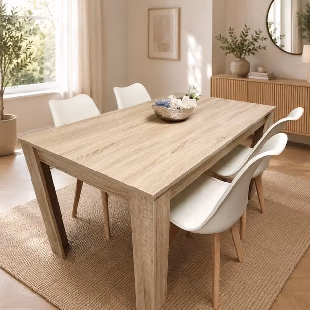 Kosy Koala Modern Rectangular Dining Set with Oak Table and 4 Cream Tulip Chairs