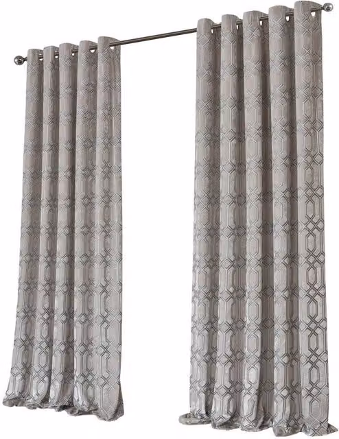 New Edge Blinds Luxe Geo Gold Velvet Blackout Eyelet Curtains, Width: 228 cm, Height: 228 cm – 1