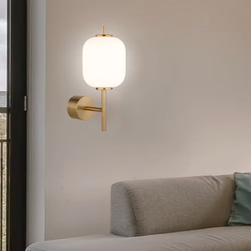Globo Lighting Modern LED Wall Lamp in Brass and White Glass – 3