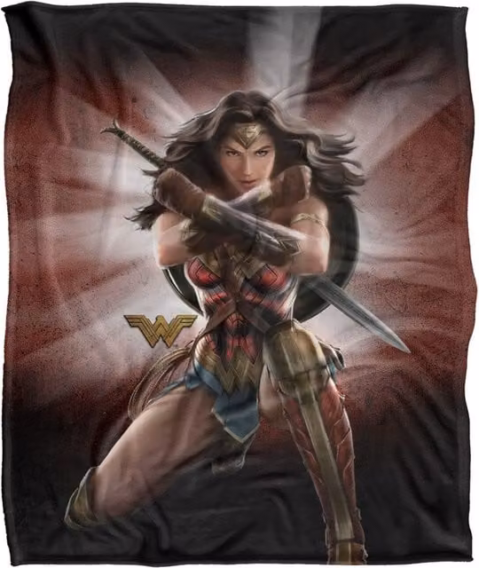 Warner Brothers Wonder Woman Movie Silky Touch Super Soft Throw Blanket in White and Multicolour, W: 152 cm, D: 127 cm – 1