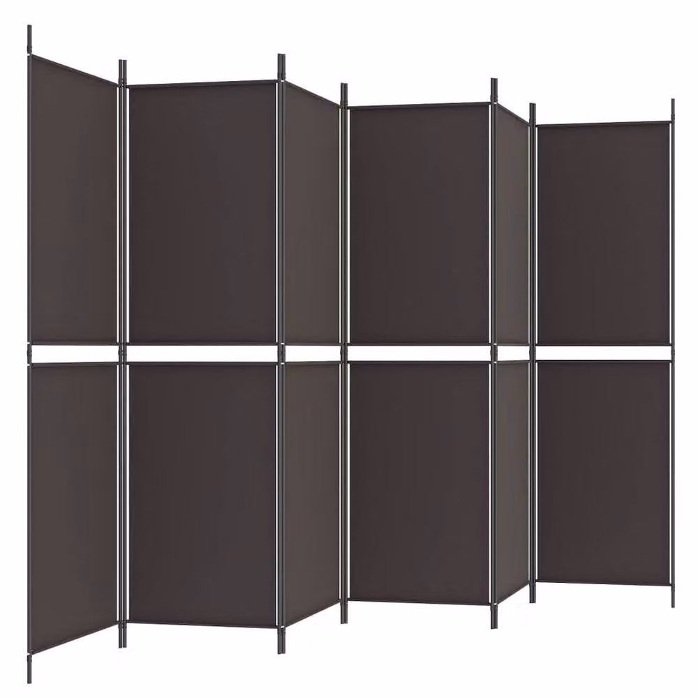 Berkfield Home 6-Panel Fabric Room Divider, Brown, W: 300 cm, H: 180 cm – 3