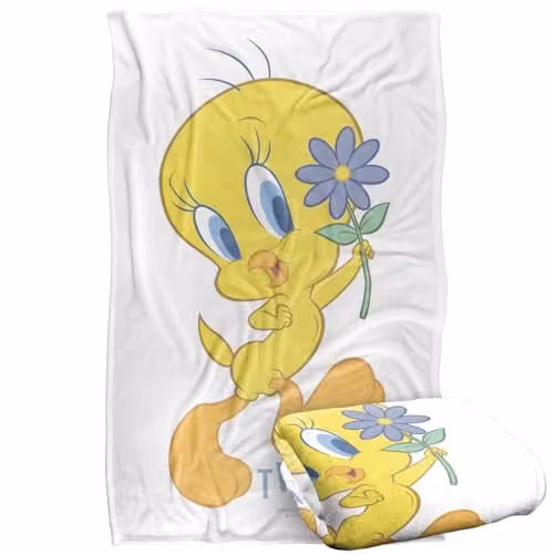 Warner Bros. Looney Tunes Tweety Flower Super Soft Fleece Throw Blanket for Children, Multicolour
