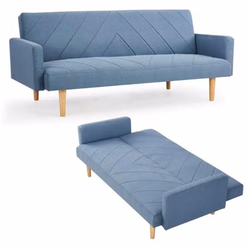 Home Detail Ryan 3-Seater Click Clack Sofa Bed in Blue Geometric Fabric – 2