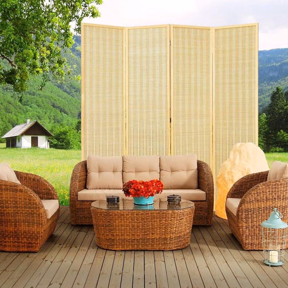 Kelvenix 4 Panel Portable Room Divider in Beige, H 181 cm x W 180 cm – 2