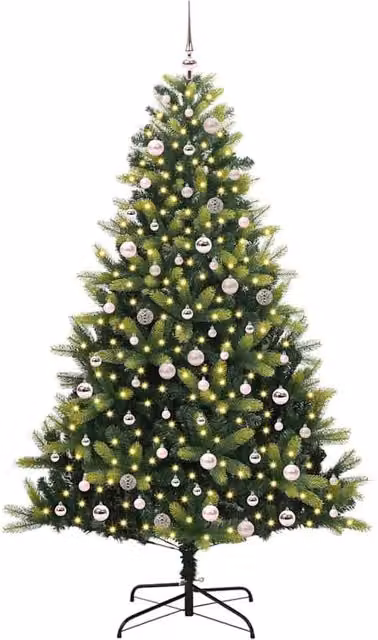 Berkfield Home Realistic Artificial Hinged Christmas Tree with 300 LEDs, Green, Height: 240 cm