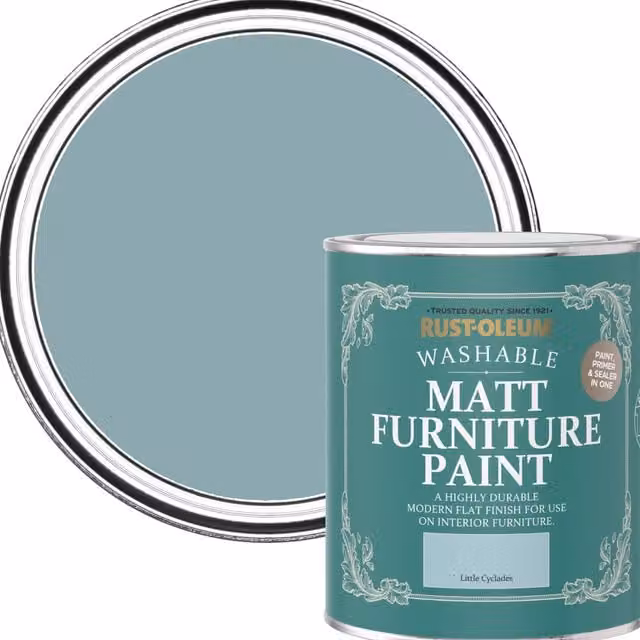 Rust-Oleum Matt Blue Furniture and Skirting Board Paint, Little Cyclades, 0.75 l