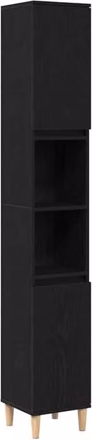 Berkfield Home Black Oak Modern Bathroom Cabinet W/D/H: 30 x 30 x 190 cm – 1
