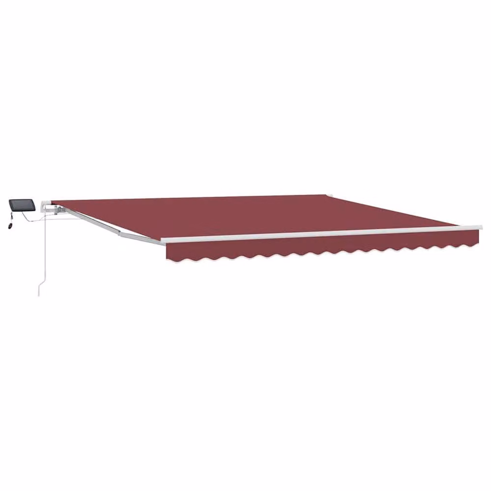 Berkfield Home Manual Retractable Folding Arm Awning with LED in Burgundy, W: 400 cm, D: 300 cm – 3