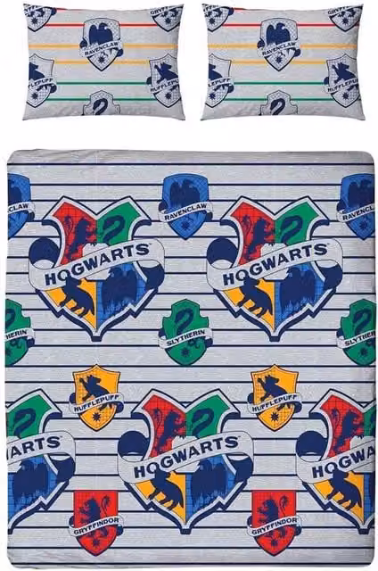 Harry Potter Hogwarts Reversible Duvet Cover and Pillowcase Set, Multicolour, W: 90 cm, L: 200 cm – 1