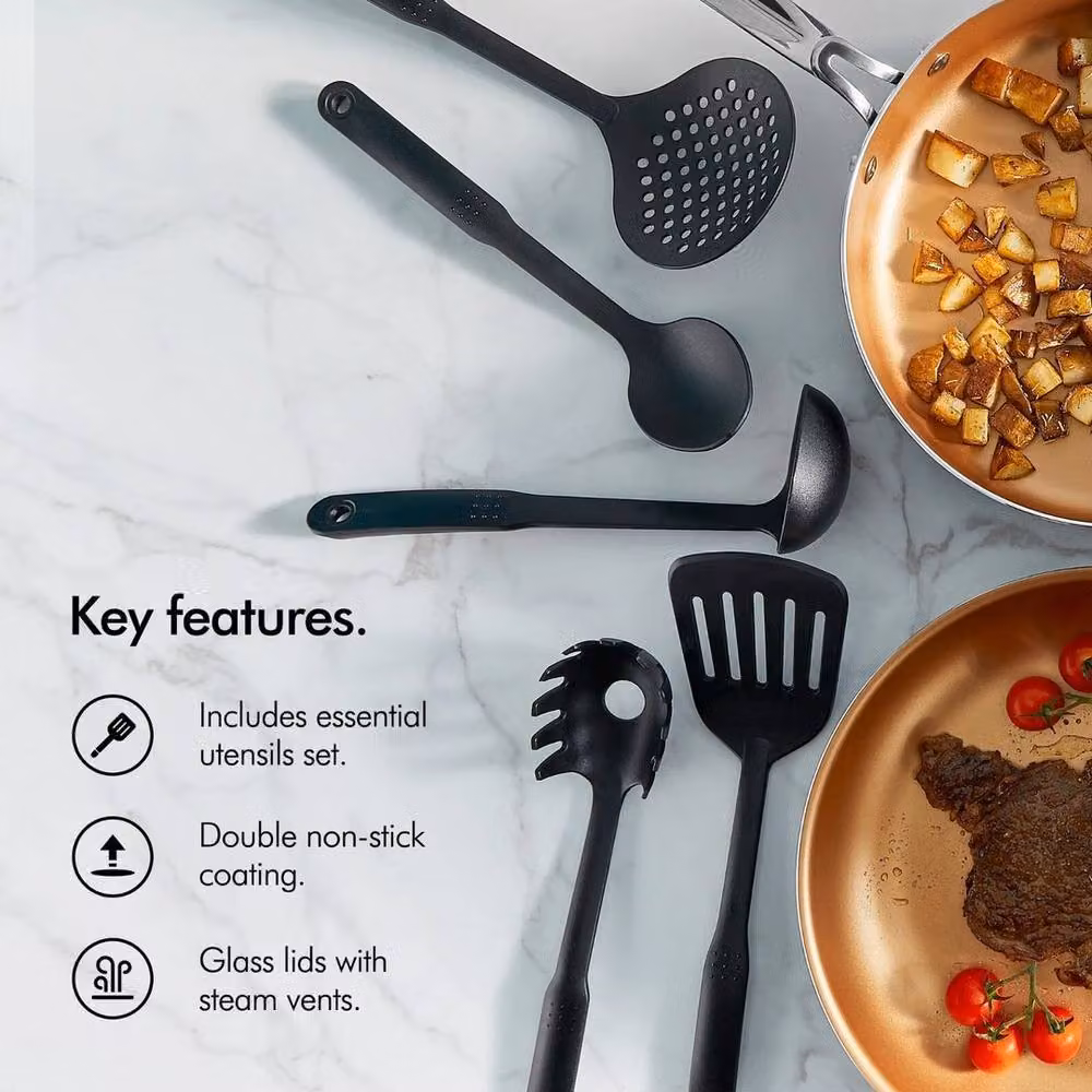 NESTLUNE 11 Piece Non-Stick Pots and Pans Set with Utensils in Grey, W/D/H: 100 x 15 x 15 cm – 2