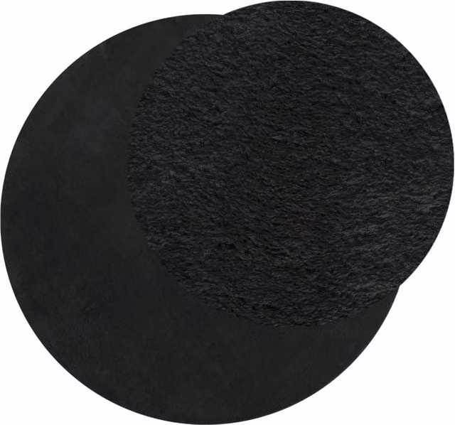 Berkfield Home HUARTE Round Short Pile Washable Soft Rug in Black, Diameter: 120 cm