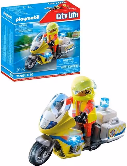 Playmobil Rescue Motorcycle with Flashing Light, White