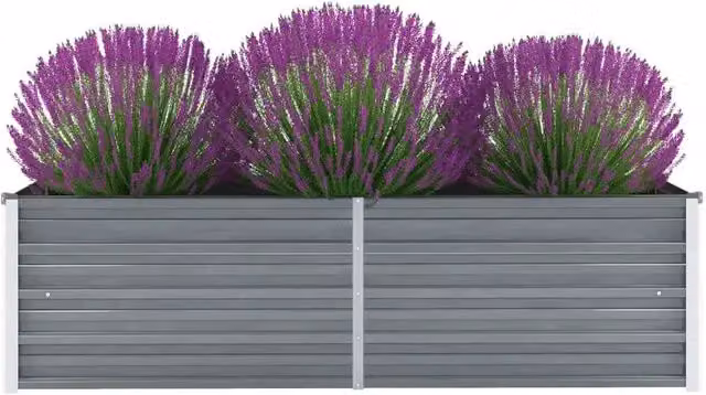 Berkfield Home Garden Galvanised Steel Raised Bed in Grey, W/D/H: 160 x 40 x 45 cm – 1