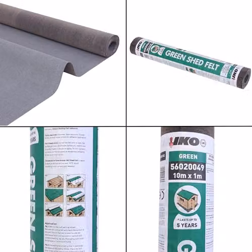 Novecrafto Heavy-Duty Standard Grade Shed Roofing Felt, Green, 10m x 1m – 5