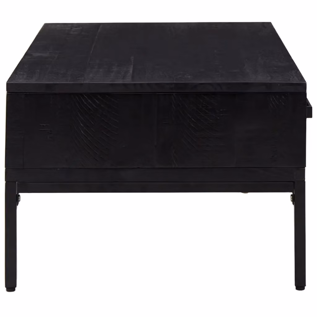 Berkfield Home Industrial Black Rectangular Coffee Table in Solid Pinewood, W/D/H: 90 x 50 x 35 cm – 3