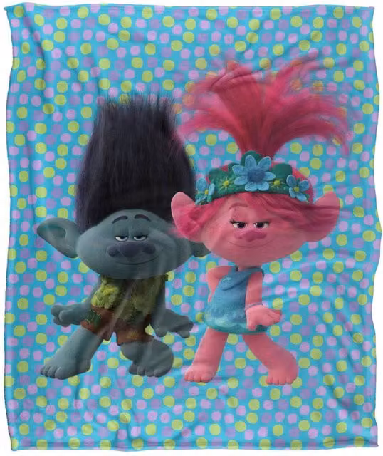 DreamWorks Trolls Super Soft Multicolour Throw Blanket, W: 152 cm, D: 127 cm