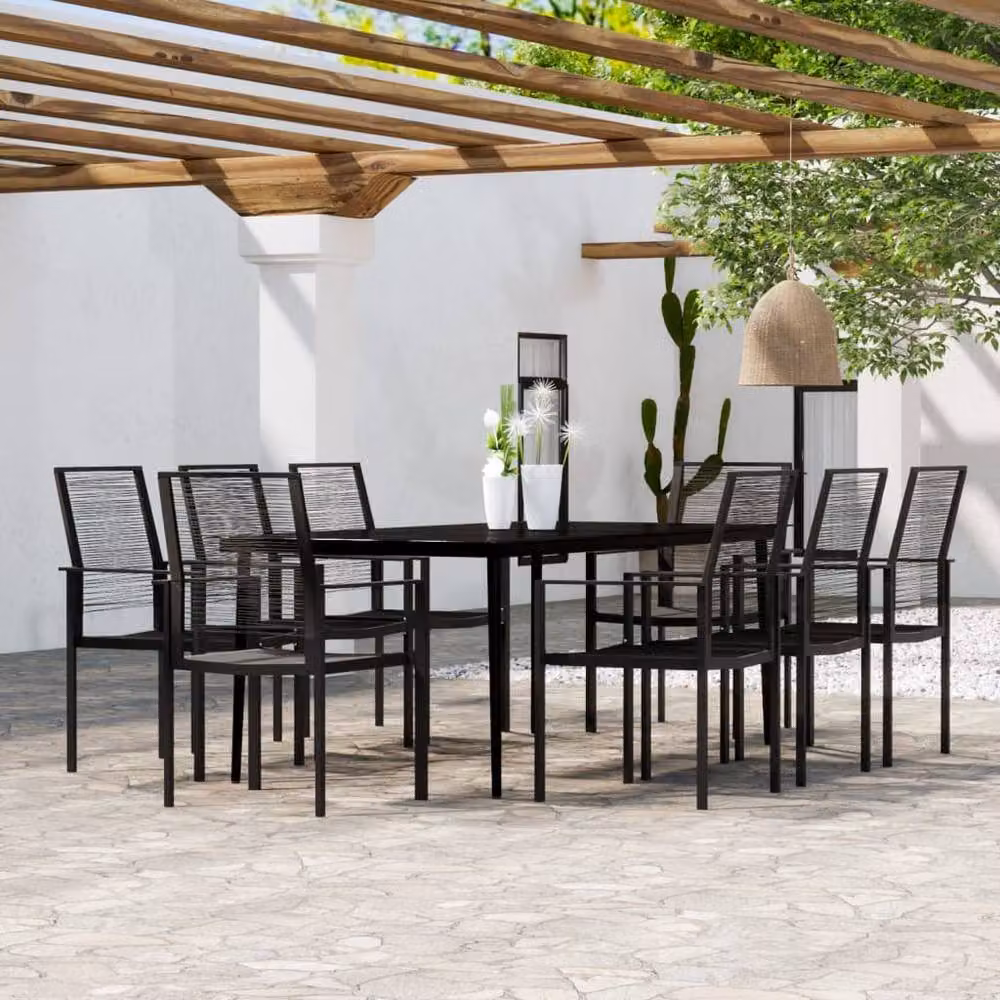 Berkfield Home 9 Piece Modern Garden Dining Set in Black – 1