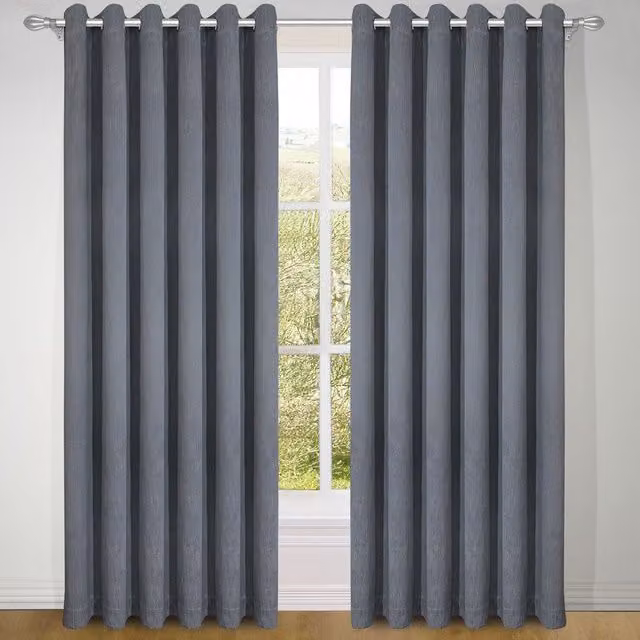 Terrys Treebark Ready Made Blackout Eyelet Curtains in Slate Grey