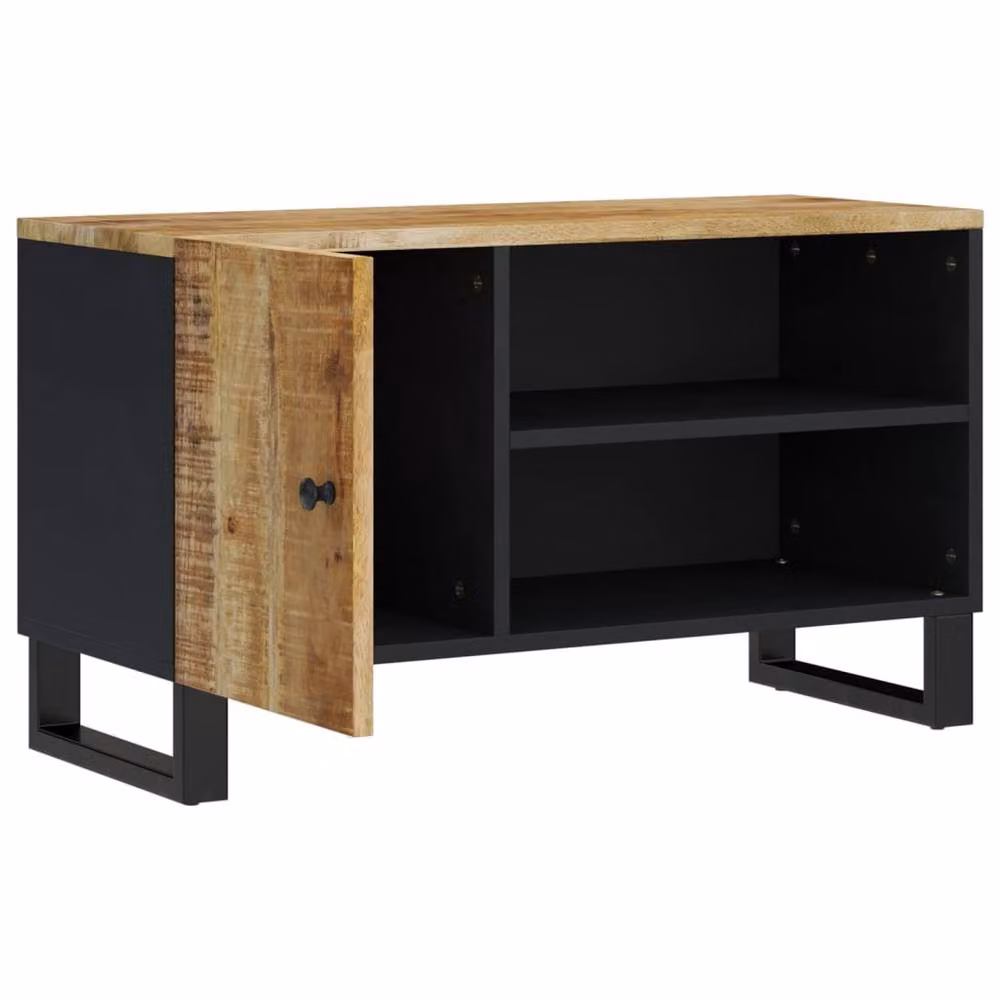 Berkfield Home Industrial TV Cabinet in Brown, Solid Mango and Engineered Wood, W/D/H: 80 x 33 x 46 cm – 3